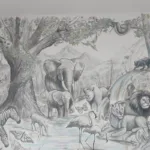 Wall art - kids room - African Animals mural design