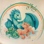 Dragon and unicorn nursery mural